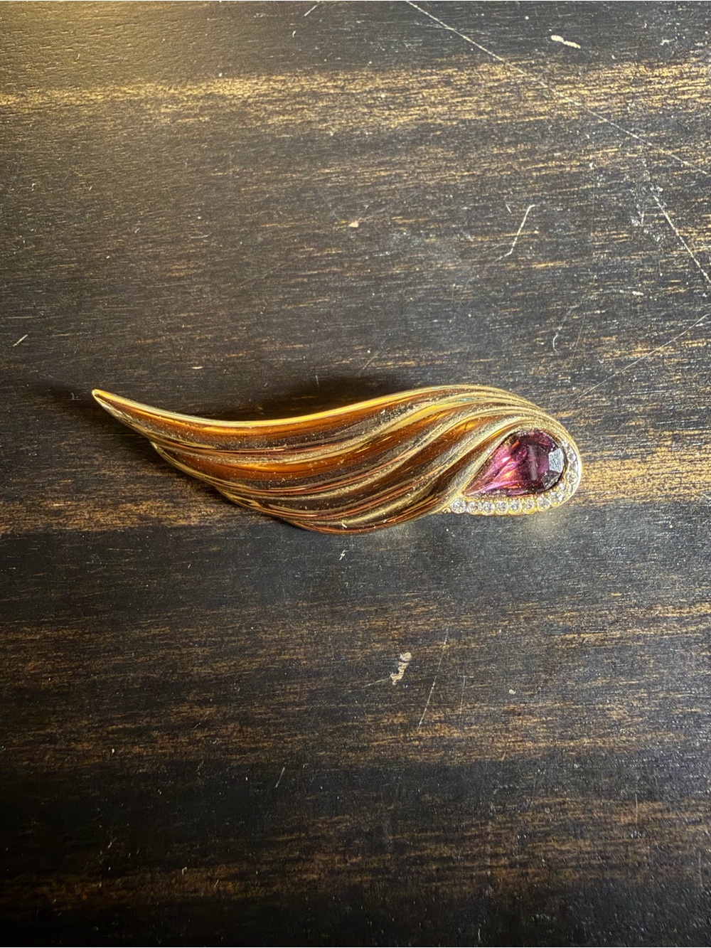 Gold plated amethyst brooch